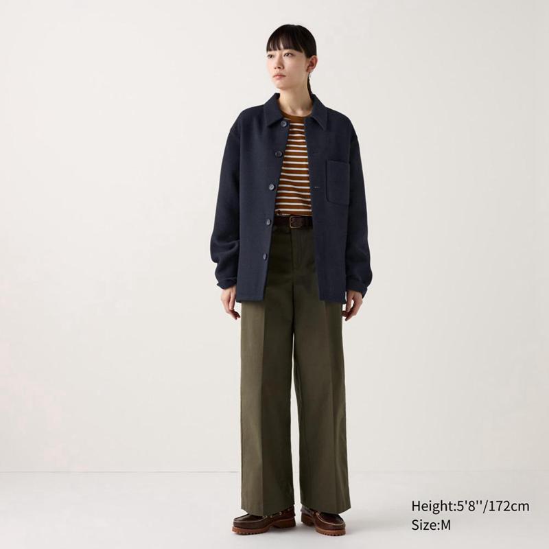 Uniqlo Wool Blend Men Jackets Olive  US |  DHIS-91478