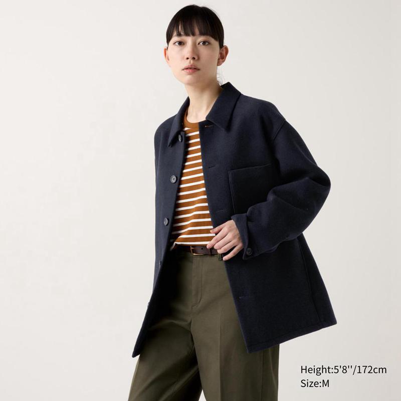 Uniqlo Wool Blend Men Jackets Olive  US |  DHIS-91478