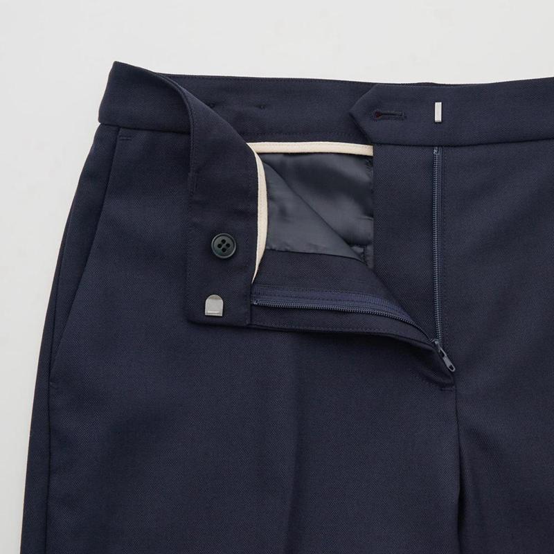 Uniqlo Wool Tapered Women Trousers Navy  US |  ZHJU-78924