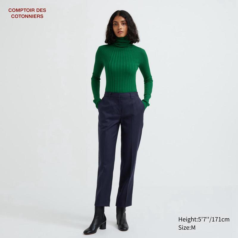 Uniqlo Wool Tapered Women Trousers Navy  US |  ZHJU-78924