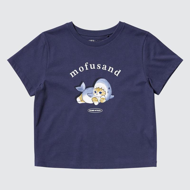 Uniqlo mofusand UT Graphic Women T-Shirts Navy  US |  SHAZ-74062