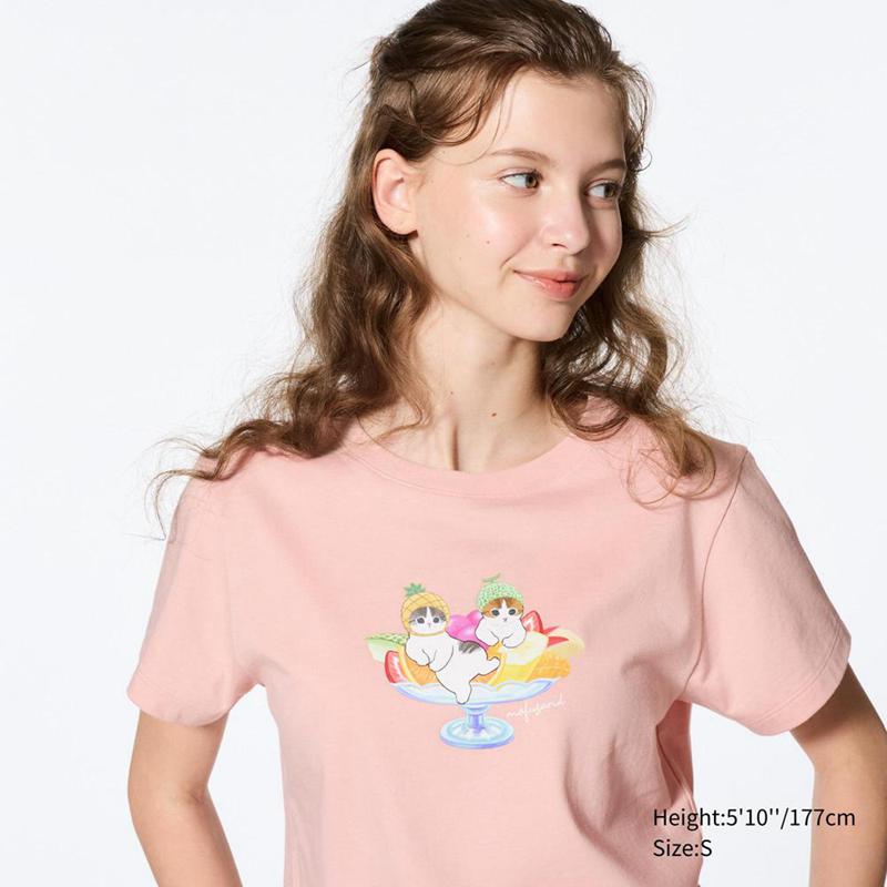 Uniqlo mofusand UT Graphic Women T-Shirts Pink  US |  QIYG-06823