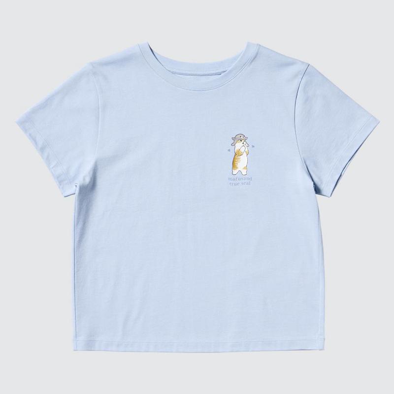 Uniqlo mofusand UT Graphic Women T-Shirts Light Blue  US |  NWRF-38490